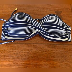 Striped Blue and White Bikini Top